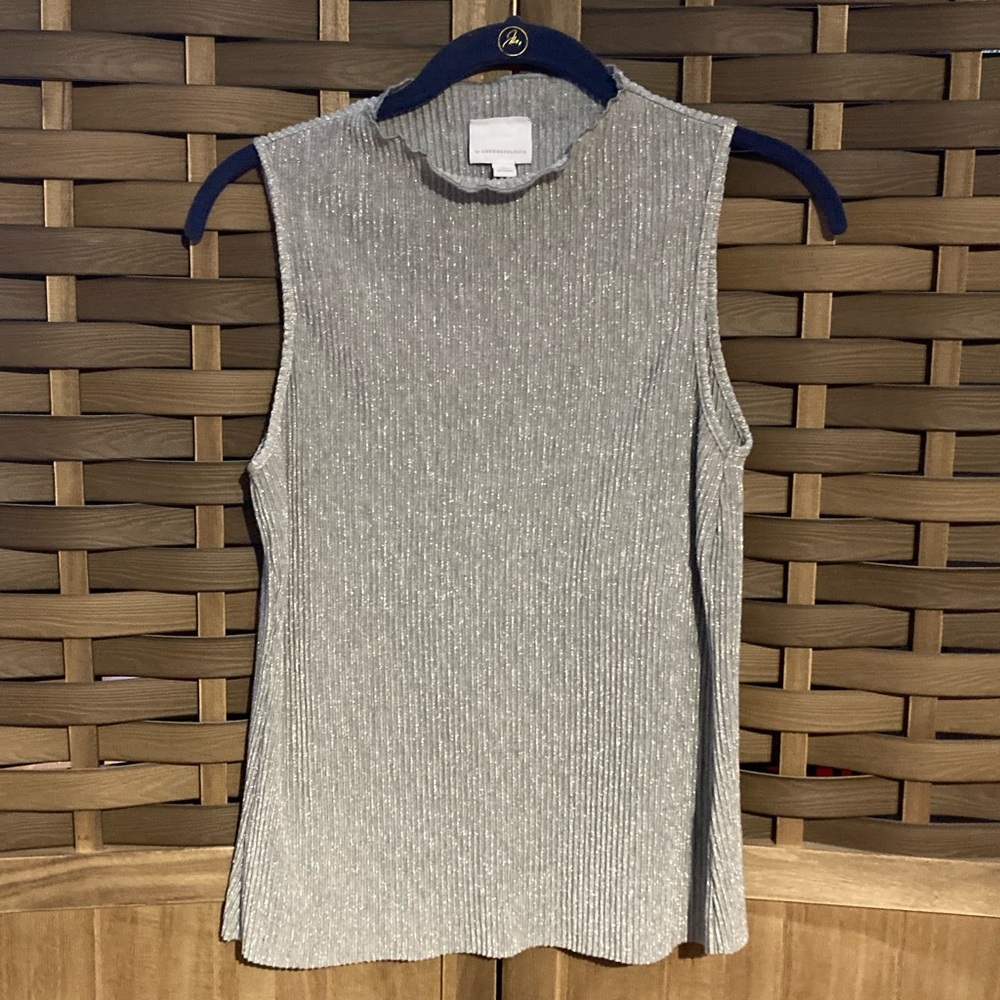 Anthropologie silver sleeveless sparkly Tank small